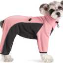 Fleece Dog Coat for Small Medium Dog,Pullover Pajamas Jumpsuit Bodysuit Puppy Coats with Legs, Pet Windproof Warm Cold Weather Jacket Full Body Vest Cozy Snowsuit Outfit Clothes (Pink, S)