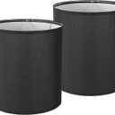 Large Tall Drum Lamp Shades Set of 2 Black Linen Lamp Shade 1415IN(Spider) Morden LampShades for Table and Floor Lamps Handcrafted Lampshade, Easy Assembly