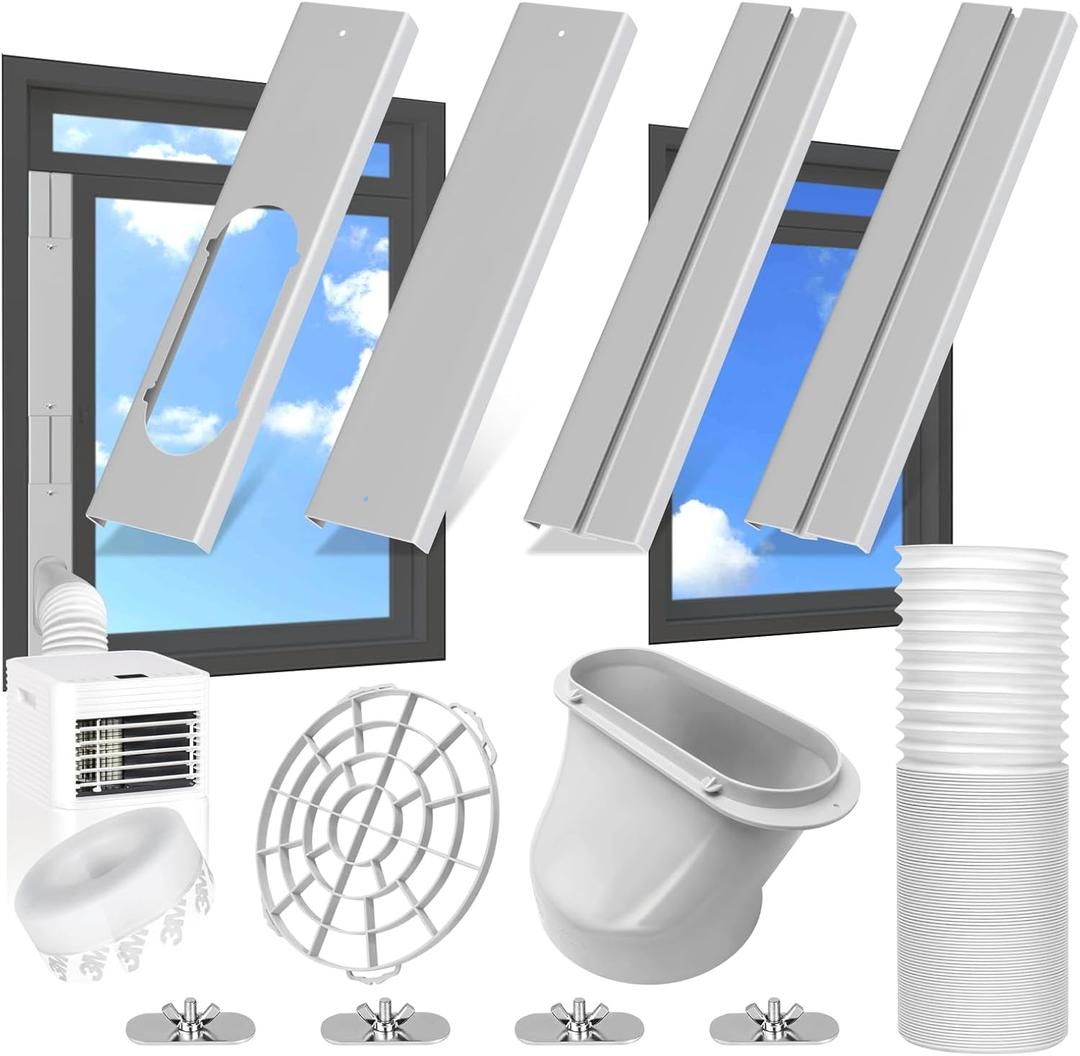 Upgrade Portable Air Conditioner Window Kit with 5.9Inch Exhaust Hose,Portable Air Conditioner Window Vent kit, portable AC Exhaust Hose Kit, Portable AC Window Vent Kit