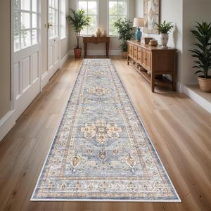 Washable Hallway Runner Rug 3x14: Non Slip Runner Rugs with Rubber Backing