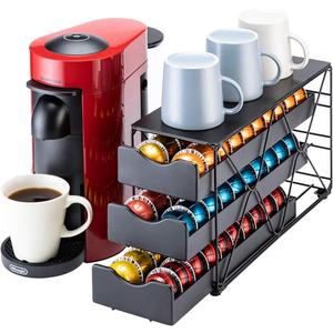 FlagShip for Nespresso Pod Holder Vertuo Pod Drawer Large Mullti Tier Coffee Pod Holder(3 Tier (60Pods Capacity))