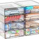 Yieach 2.2'' Tall Acrylic Clear Stackable Storage Drawer Organizer,8 Pack Desk Organization and Storage,Plastic Office Supply Organizer,Drawer Storage Organizer for Makeup,Accessory,Pen,Art Crafts