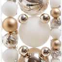 Christmas Ball Ornaments for Xmas Decorations,50 pcs Christmas Extra Large Tree Shatterproof Ornaments-Champagne (Combo of 5 Styles in 3 Sizes)