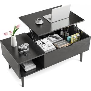 Lift Top Coffee Table for Living Room with Storage Shelf & Hidden Compartment, Modern Center Table with Lift Tabletop for Home Office, Wood Tea Table Furniture