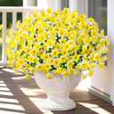 MARTINE MALL Artificial Flowers for Outdoors, 12 Bundles Realistic Fake Outdoor Flowers, UV Resistant Silk Flower for Outside Look Real Faux Flower Plant for Patio Garden Decor, Yellow White