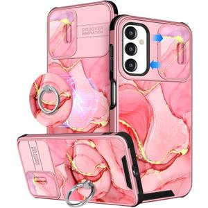Buleens for Samsung Galaxy A16 5G Phone Case - with Ring Stand & Camera Cover Aesthetic Cute Designed for Women Girls Pretty Girly Fashion Teens for Samsung A16 5G Cases Compatible with Magsafe (Pink Watercolor)