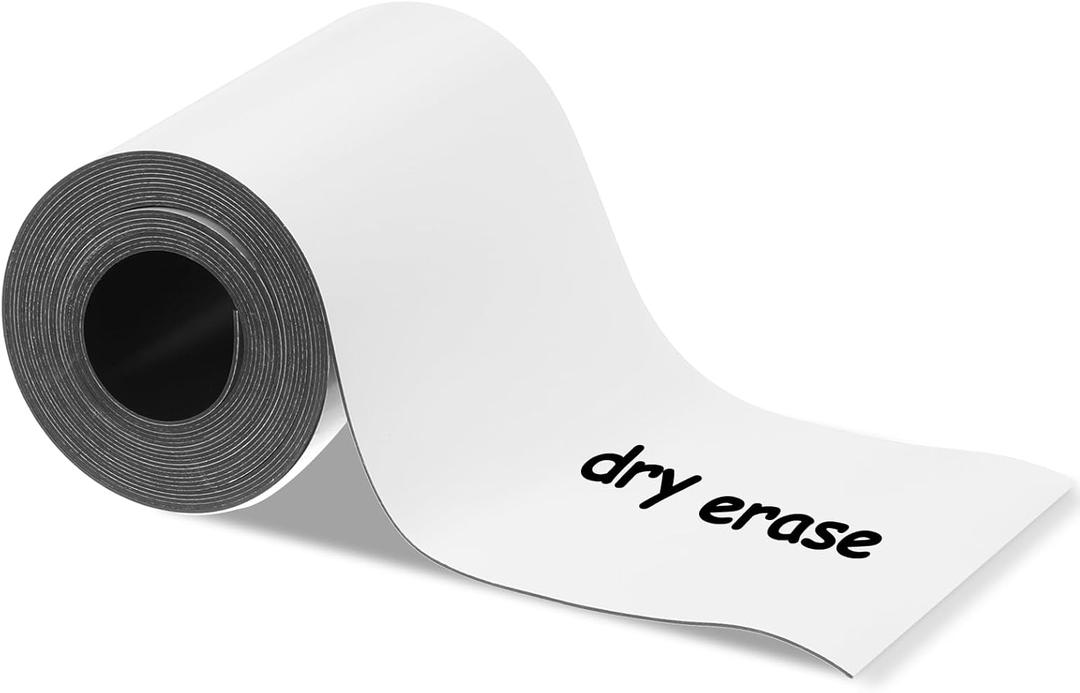 1 Pack Dry Erase Magnetic Label Strips 3" x 25 Feet White, Reusable Dry Erase Magnetic Labels Roll for Whiteboards, Locker and Refrigerator, Magnetism Tape Roll
