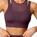OQQ Womens Sports Bra Mesh Cutout Workout Tank Top for Yoga Activewear Clothes 2026 (Medium, Deeppurple)