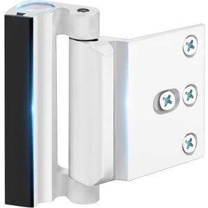 Home Security Door Reinforcement Lock - Safety Child Proof Door Locks With 8 Screws for Inward Swinging Front Doors, Extra Add a Kids Lock Inside Withstands 800 lbs Deadbolt Latch Guard Bedroom, White