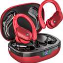 Wireless Earbuds Bluetooth Headphones 80hrs Playback Ear Buds Power Display with Noise Canceling Mic Headsets for Sports/Workout/Running Red