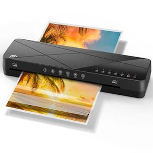 Crenova Laminator Machine 13 inch, Laminating Machine 60s Quick Warm Up Auto Off, Cold Hot Lamination Machine with ABS Jam Free, Laminator for Home Office School, Black