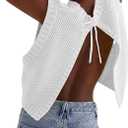 Soly Hux Women Y2K Backless Tie Up Knit Crop Sweater Vest Sleeveless Round Neck Split Open Back Pullover Summer Tank Top Xs