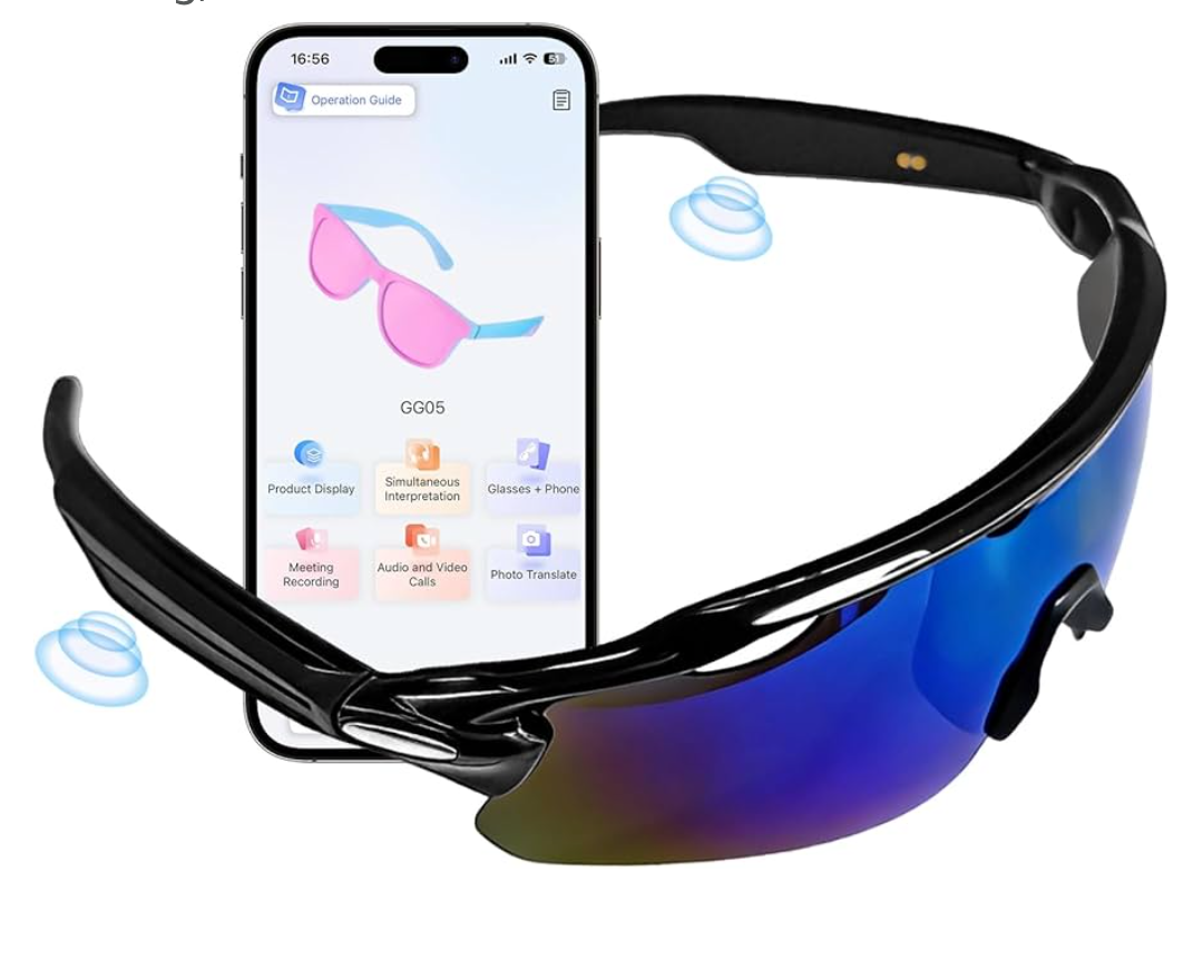 Bluetooth Sunglasses for Men Women - Smart Glasses with Open-Ear Speakers, Voice Assistant, Touch Control, UV400 Polarized Lens, Magnetic Charging, 5-6H Playtime for Cycling, Running, Driving, Golf
