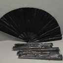 Thyle 6 Pcs Large Folding Fan for Line Dancing Bulk Boots on The Ground Hand Fan Black Popping Clapping Party Favors Decoration Gift for Edm Festival Club Summer(Classical)