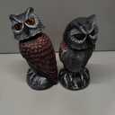 Hausse 2 Pack Fake Owl Decoy Bird Scarecrow Sculpture, Rotating Head Plastic Owl Bird Deterrents, Nature Enemy Horned Pest Repellent for Outdoor Garden Yard, 2 Pack, 10.6 Inch