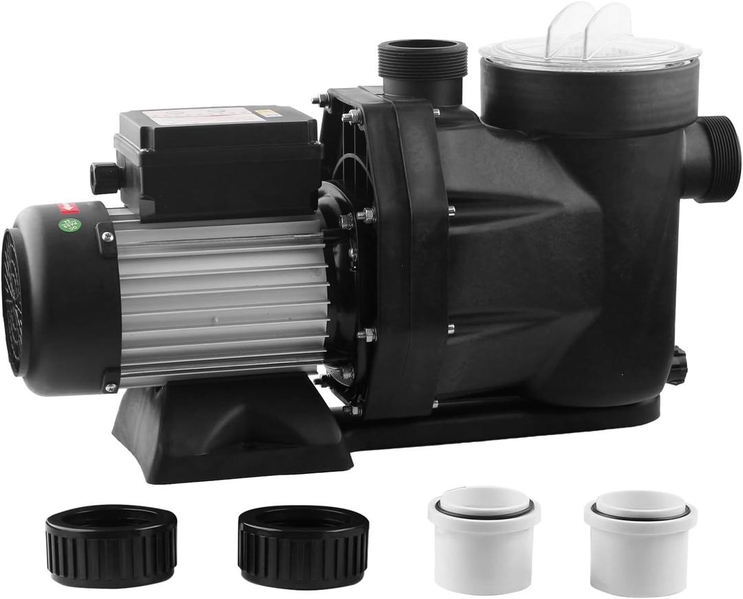 Pool Pump with Timer Above Ground/1.5HP Swimming Pool Pump,7350GPH In/Above Ground Pool Pump with 39'' Electric Cord,High Efficiency and Low Noise,Apply to Water Circulation in Filtration System