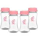 NENESUPPLY Breastmilk Storage Bottles Collection for Spectra S1 S2 Motif Luna Breast Pumps 4 pc 9oz 280ml with Collar and Sealing Disc. Replace Spectra Bottles for Pumping Wide-Mouth (Pink1)