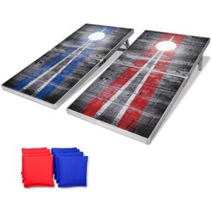 GoSports 4 x 2 ft Aluminum Cornhole Game Sets  Choose LED Lights or Standard - Set Includes 2 Foldable Regulation Size Boards, 8 Bean Bags, & Rules