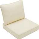 2-piece Outdoor Chair Cushions,Waterproof Pation Chair Cushions Set of 2,Patio Furniture Cushions for Couch Sofa,UV & Fade Resistant Cushions with Hidden Zipper (Beige,24x24x4 Inch)