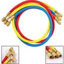 3 Pieces AC Manifold Gauge Hose Kit for R410a R22 R134a R404a, 1/4" Thread Automotive Air Condition Refrigerant R410a A/C Charging Hose with 5ft Hoses