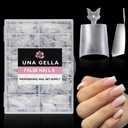 UNA GELLA Short Coffin Fake Nails 504Pcs Half Cover Matte Nail Tips Extra Short Coffin Gel Nail Tips No C Curve Pre-buff No Need File Salon Quality Nail Extension DIY Nail Art Salon 12 Sizes