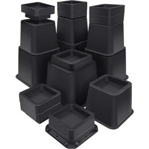 ANNKUT Bed Risers 10 inch Heavy Duty,Elevation in Heights 1,2,3,4,5,6,7,8,9,10 InchAdjustable Furniture Risers for Chair Table and Desk Legs Lifting (4 Pack,Black)