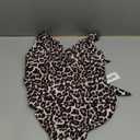 AI'MAGE Women's One Piece Swimsuit Deep V Neck Bathing Suit Scallop Trim Swim Suits Crisscross Back Tie Slimming Swimwear (Medium,Leopard)