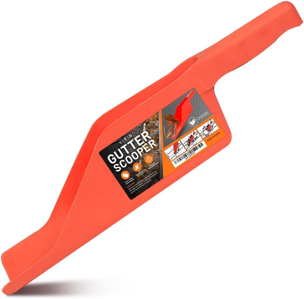 Gutter Scoop Cleaning Tools - Easy Removal of Leaves and Dirt - Deep Curved Gutter Scooper Shovel for Leaves & Debris, High-Impact Polypropylene, Ergonomic Handle, Fits Most Rain Gutters