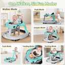 Baby Walker with Wheels, 7-in-1 Foldable Baby Walkers for Boys Girls 6-12 Months with Feeding Tray & Music, Lights,Rocker,Sun Canopy, Bouncing Pedal, Adjustable Wheel Speed, Push Walker(Green)