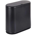 IEEK Plastic Trash Can with Press Top Lid,3.2 Gallon /12 Liter Garbage Can, Black Modern Waste Basket Thin Trash Cans for Bathroom, Kitchen, Living Room, Office and Narrow Spaces