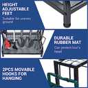 Garden Tool Organizer, Yard Tools Rack Holds 55 Long-Handled Tools/Rakes/Brooms for Garage Organization and Storage, Shed, Outdoor, Lawn, Heavy-Duty Steel, Black, Easy Assembly (Yard Tool Storage)