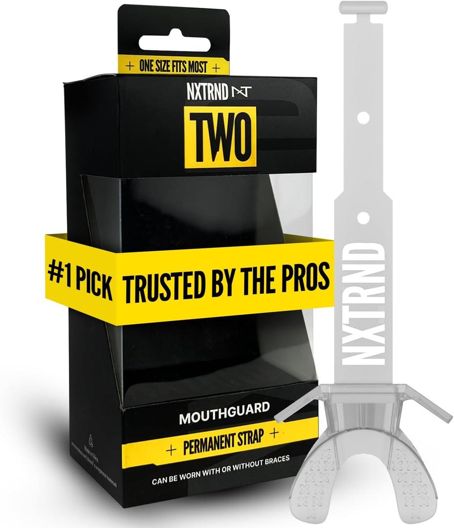 Nxtrnd Two Football Mouth Guard, Football Mouthpiece with Strap, Fits Adult & Youth (Transparent)