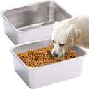 Fhiny 2 PCS Stainless Steel Dog Bowl, 4 Gallon Capacity, Durable Metal Water Dish for Large & Giant Dogs, Indoor & Outdoor Use, Dishwasher Safe