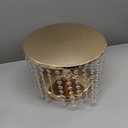 LANLONG Cake Stand for Dessert Table 12 Inch Gold Crystal Pendants Metal Cake Stand Serves as A Round Dessert Cupcake Display Plate for Table, Wedding, Party, Event