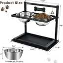 Elevated Dog Bowls with Slow Feeder for Large Dogs Adjustable Raised Stand with 2 Stainless Steel Bowls & Spill-Proof Mat, Non-Slip Dog Feeder for Large & Medium Dogs (Black)