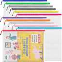 JARLINK A3 (16.5x12.6 in, 12 Pcs) Mesh Zipper Pouch, 12 Colors Extra Large Zipper Bags, Waterproof File Pouches for Office Supplies, Puzzles, Board Game, School, Travel Accessories & Craft Projects