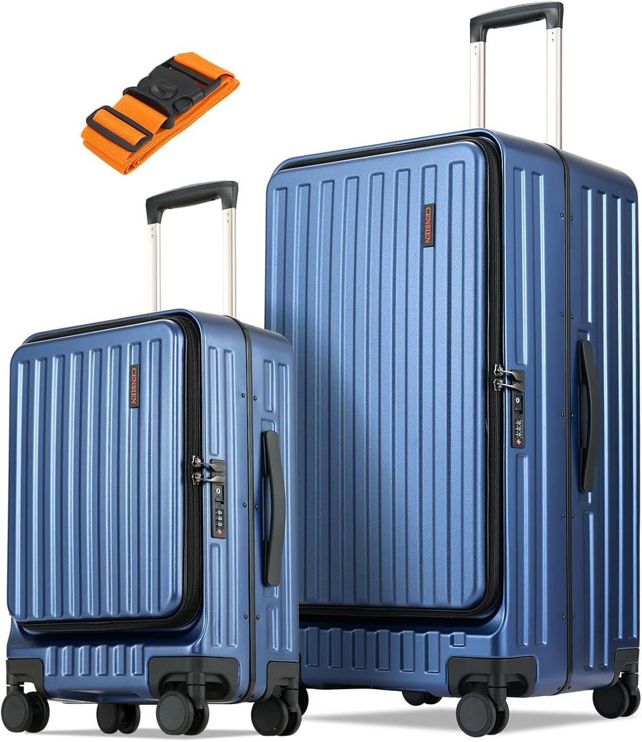 CENSIEN Luggage Sets 2 Pieces, 20 Inch Carry On Luggage and 29 Inch Checked Luggage with Spinner Wheels, Lightweight ABS+PC Hardshell Trunk Suitcases with Aluminum Frame, Top Opening (Blue, 20/29)