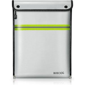 Upgraded Fireproof Document Bag, 15 in x 11 in Large Capacity with Waterproof Zipper, Flame-Resistant Edging, Fire Proof Money Bag for Cash, Safe Storage for Documents Valuables, Passports