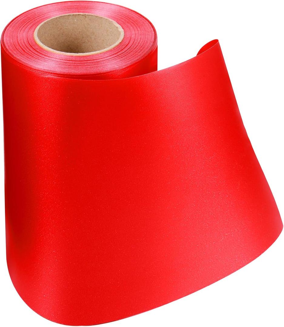 Syhood Outdoor Leaf Ribbon Floral Satin Ribbon for Crafts Aspidistra Waterproof Holiday Outdoor Decoration(6 Inch X 30 Yards,Red)