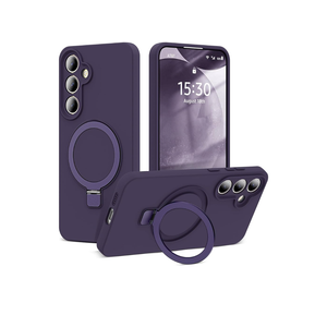 Designed for Samsung Galaxy S24 Plus 6.7'' with Magnetic Ring Stand[Compatible with Mag-Safe][Military-Grade Protection] Slim Liquid Silicone S24 Plus Phone Case for Men Wowen,Deep Purple