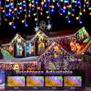 LED Icicle Lights for Outdoor Christmas Decorations,98Ft 1200 LEDs Color Changing Christmas Fairy Light,APP & Remote Control,8 Lighting Modes,Plug in RGB hanging Curtain Light for Xmas Party Wedding