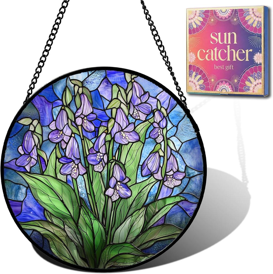 Purple Iris Flower Acrylic Suncatcher Sun Catchers Indoor Window Gifts 6.3"