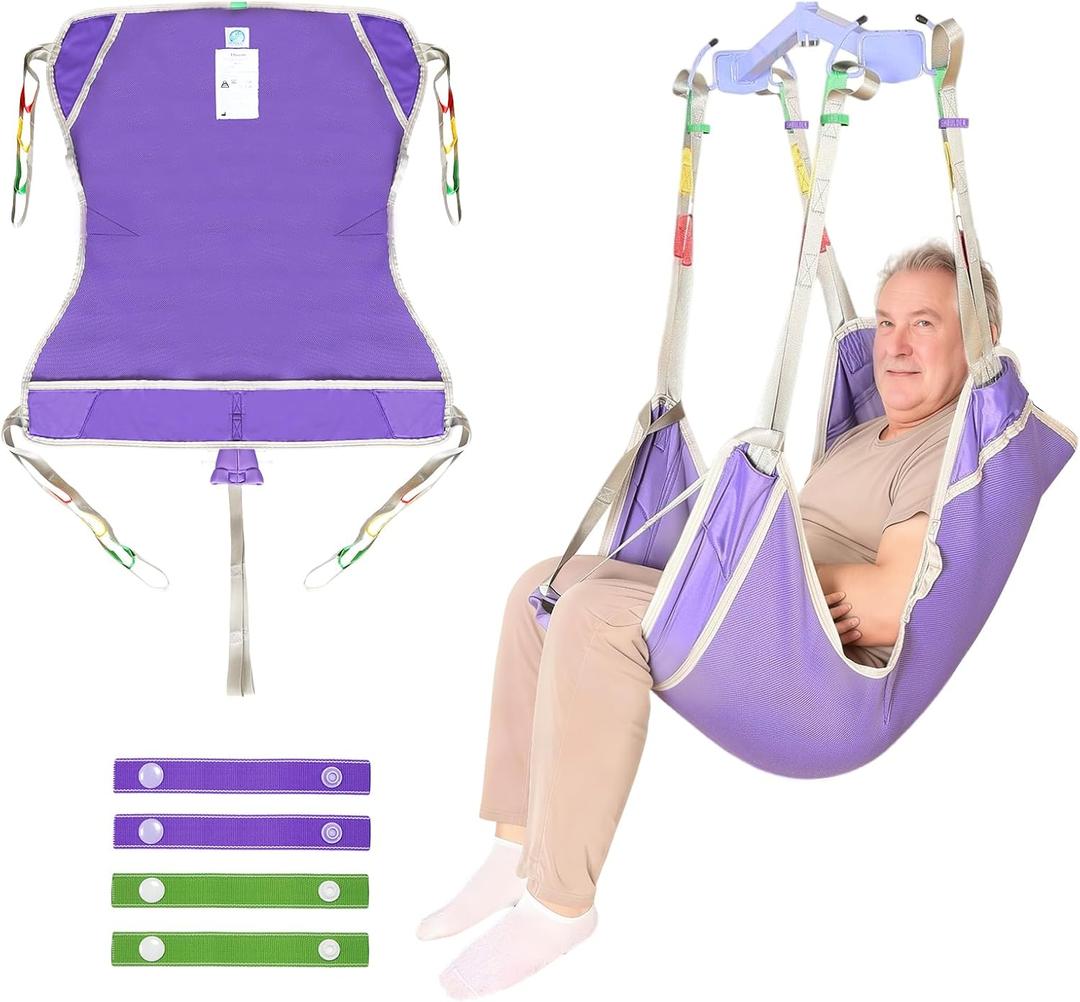Universal Full Body Patient Lift Sling,Thickened Medical Sling for Transfer,Bed Positioning and Lifting,Transfer Sling for Elderly,Disabled,Bedridden-500LBS (Purple, Large)