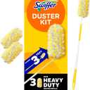 Swiffer Duster Kit with 3 ft Extendable Handle, Heavy Duty Dusting Starter Kit with 3 Refills, for Ceiling Fans, Vents and Hard to Reach Places