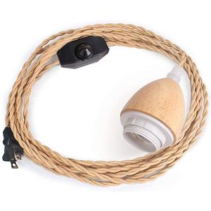 Arturesthome 16.4FT- Pendant Light Cord Hanging Light Kit with Dimmable Switch Vintage Lamp Cord with Twisted Nylon Lights Socket E26 E27 for Farmhouse Lamp Cable DIY (Cone Shape)