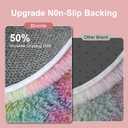 Rainbow Round Rug for Bedroom, 4Ft Fluffy Circle Area Rugs for Living Room, Shag Fuzzy Carpet for Kids Room, Nursery, Dorm, Classroom, Teen, Cute Baby Play Mat Home Decor Aesthetic