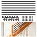 8 Foot x 1-inch Round Horizontal Bar Baluster for Stair Remodel- Wrought Iron Hollow Staircase Metal Spindles for Indoor Staircase-Stair Installation-Matte Black 7 Pack