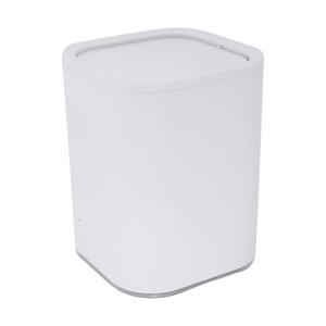 Bath Bliss 8 Liter Acrylic Wastebasket | Weighted Swing Top Lid | Small Trash Can | Waste Bin | Garbage Container | Contemporary Design | Bathroom | Bedroom | Office | Dorm | White (1 Pack)