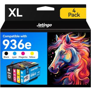 936XL Ink Cartridges Combo Pack for HP Black and Color OfficeJet Pro 9125e 9135e 9730e Series Replacement for HP 936 Ink Office Jet Pro 9122e 9128e 9110b 9120b 9130b 9135e 9730e Printer (B/C/M/Y)