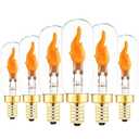 SHUWDKAR Flickering Light Bulbs, E12 LED Flickering Candelabra Flame Effect Light Bulbs, Candelabra LED Fire Effect E12 Flicker Flame Bulb for Decoration, 6 Pack